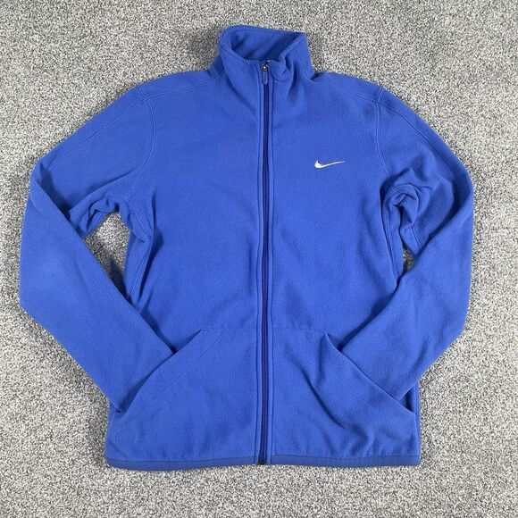 Nike Jackets & Blazers - Nike Therma-Fit Fleece Jacket Womens Full Zip Thumbholes Blue Size Large